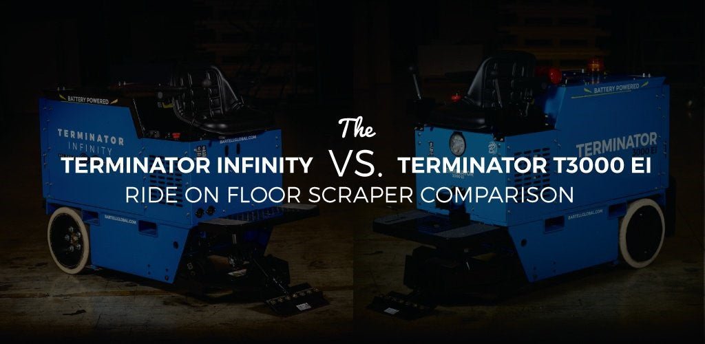 TERMINATOR RIDE-ON FLOOR SCRAPER COMPARISON: T3000EI VS. INFINITY - Diamond Tool Store