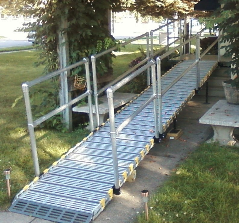 26" Wide Modular Ramp System with Straight End Handrails - Roll - A - Ramp