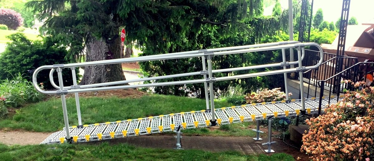 36" Wide Modular Ramp System with Loop End Handrails - Roll - A - Ramp