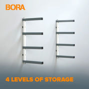 4-Level Lumber Storage Rack – White and Gray - Bora