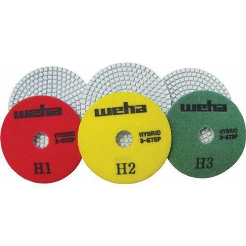 4" Weha 3 Step Hybrid Diamond Polishing Pad Set of 3 13350SET