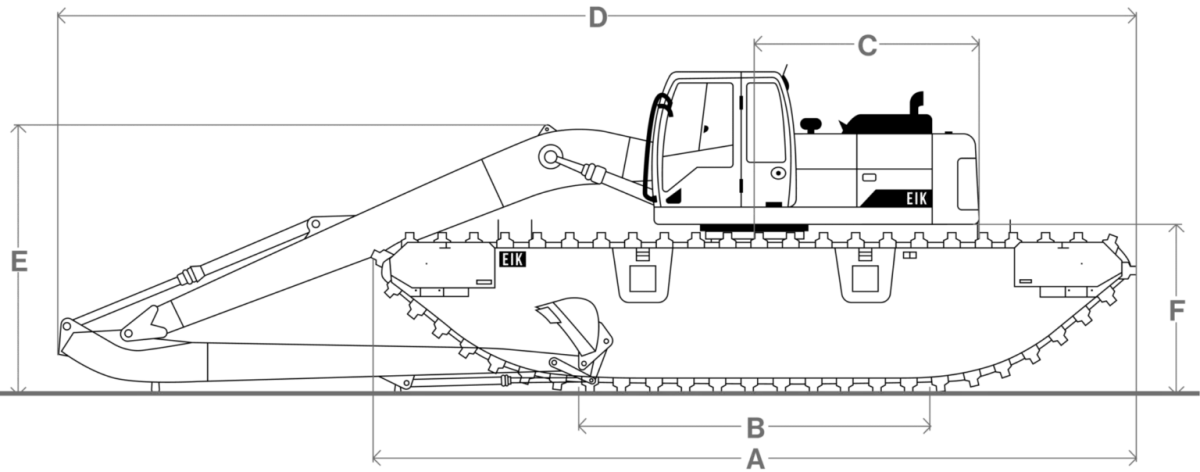 Amphibious Undercarriage for Excavator - AM80 - 5E - EIK Solutions