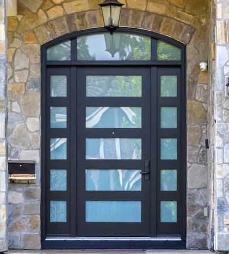 Atlas Contemporary Iron Door with Sidelights - Custom Iron Door Pros