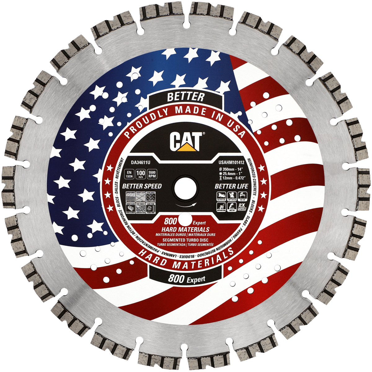 Cat 800 Expert Diamond Blade for Hard Materials - 12mm Segment - Cat Diamond Tools