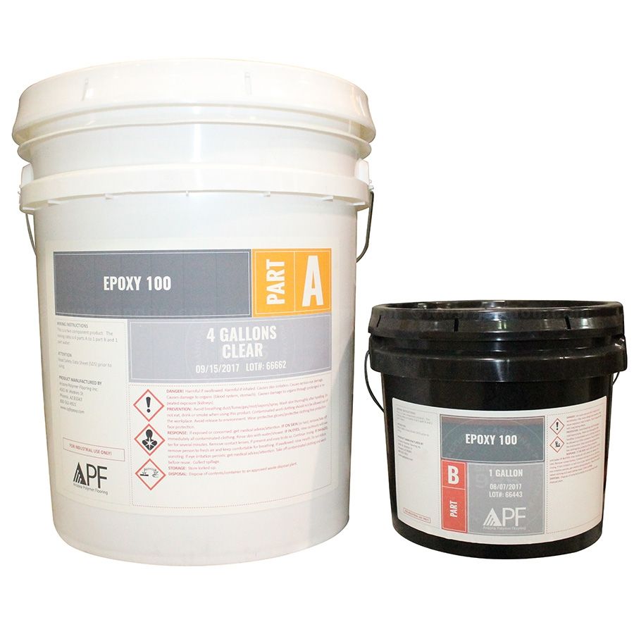 APF Epoxy 100 Water Based Clear Epoxy, 5 GL Kit (4 GL Part A, 1 GL Part B) Arizona Polymer Flooring