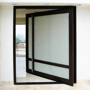 Koi Frosted Pivot Door - Custom Iron Door Pros