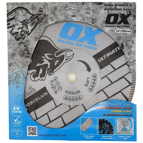 OX Ultimate Porcelain Tile Diamond Blade | Bore: 1" - 20mm - Blue Diamond Attachments