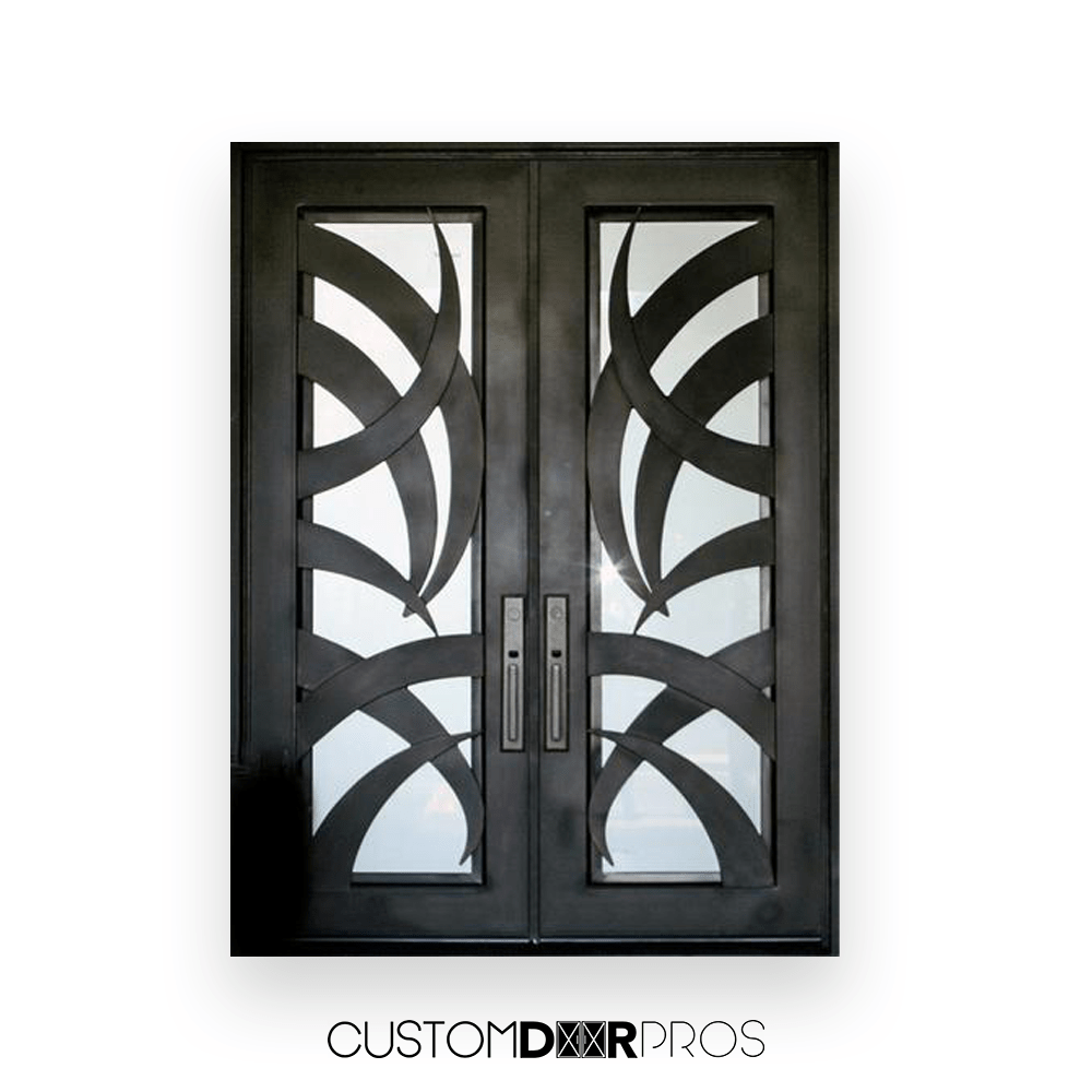 Palm Double Doors - Custom Iron Door Pros