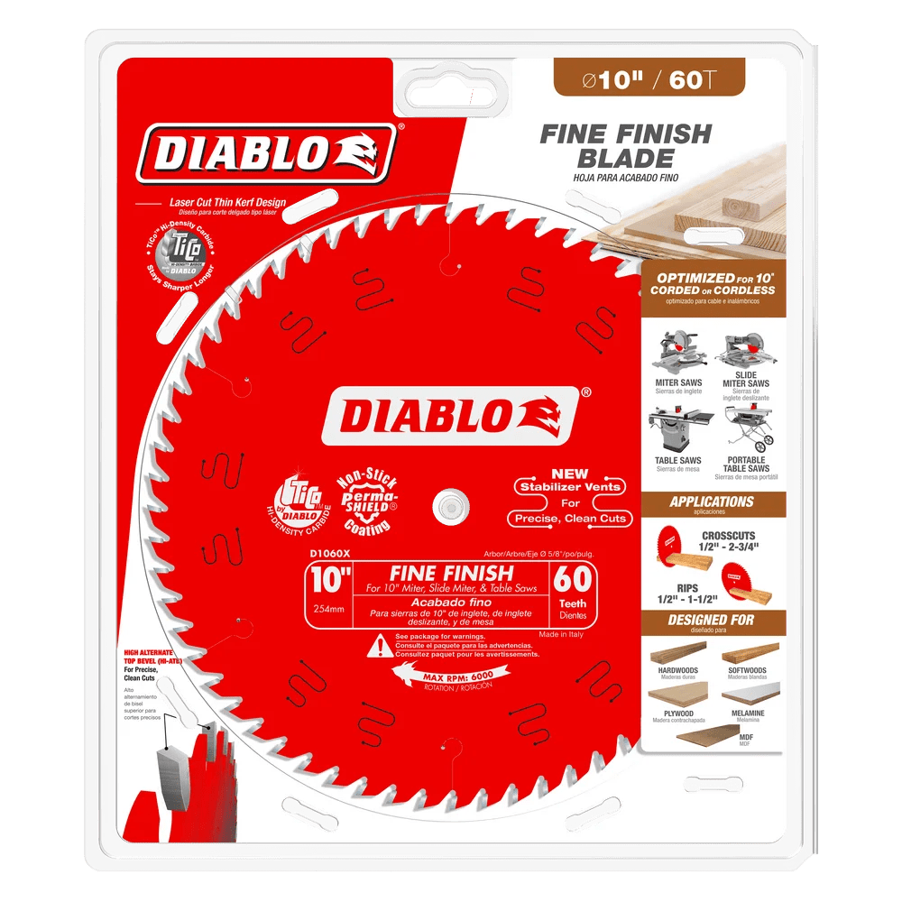 10 in. x 60 Tooth Fine Finish Saw Blade - 6 per Order - Diamond Tool Store