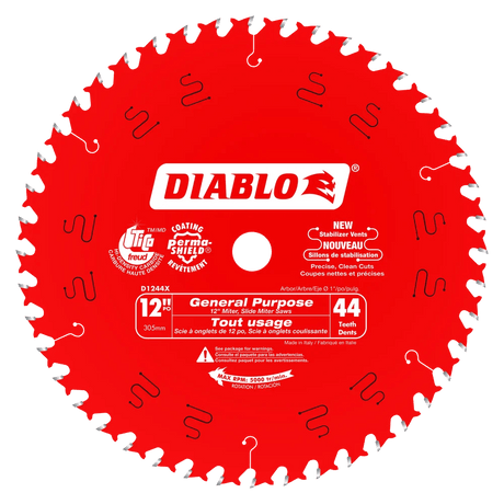 12 in. x 44 Tooth General Purpose Wood Saw Blade - 8 per Order - Diamond Tool Store