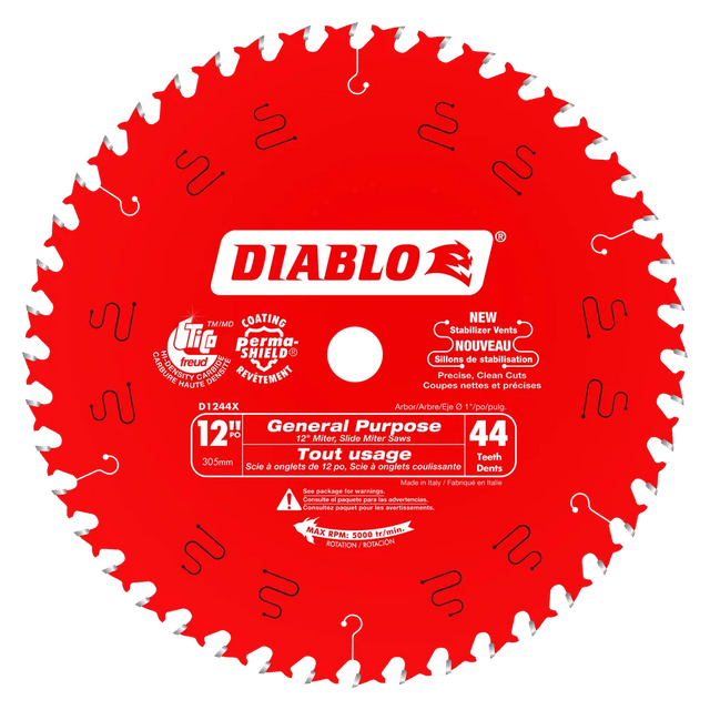 12 in. x 44 Tooth General Purpose Wood Saw Blade - 8 per Order - Diamond Tool Store