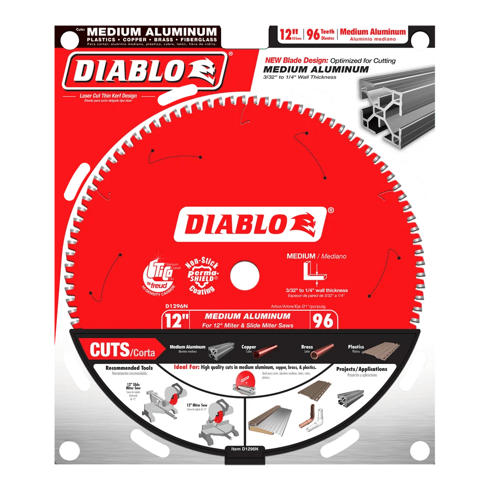 12 in. X 96 Tooth Medium Aluminum Saw Blade - 4 per Order - Diamond Tool Store