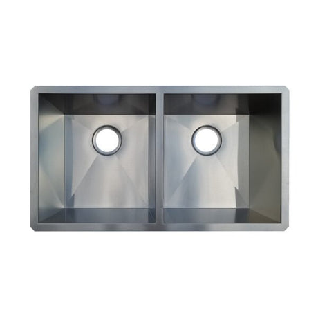 18g Zero Radius 50/50 Double Bowl Undermount Stainless Steel Kitchen Sink - Dakota Sinks