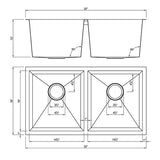 18g Zero Radius 50/50 Double Bowl Undermount Stainless Steel Kitchen Sink - Dakota Sinks