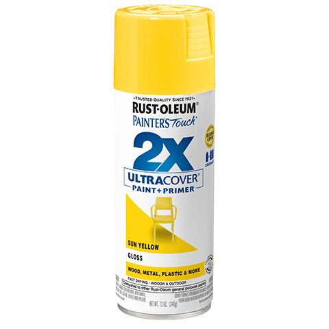 2x Ultra Cover Gloss Spray Paint - 12oz (6 Count) 334046 Rust-Oleum Sun Yellow