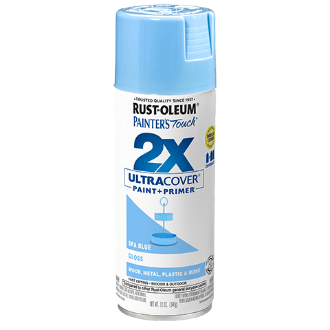 2x Ultra Cover Gloss Spray Paint - 12oz (6 Count) 334045 Rust-Oleum Spa Blue