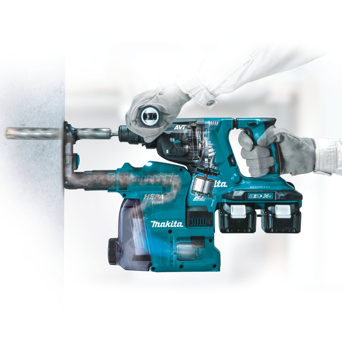 36V (18V X2) LXT® Brushless 1‑1/8" AVT® Rotary Hammer, accepts SDS‑PLUS bits, AFT®, AWS® Capable - Diamond Tool Store