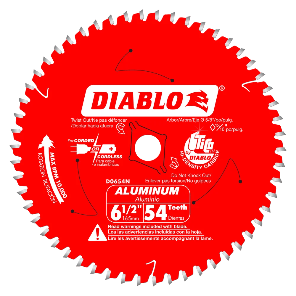 6-1/2 in. x 54 Tooth Medium Aluminum Cutting Saw Blade - 8 per Order - Diamond Tool Store