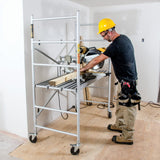 6' High Portable Aluminum Scaffold With 5' Casters And 3 Anti-Slip Platforms - Diamond Tool Store