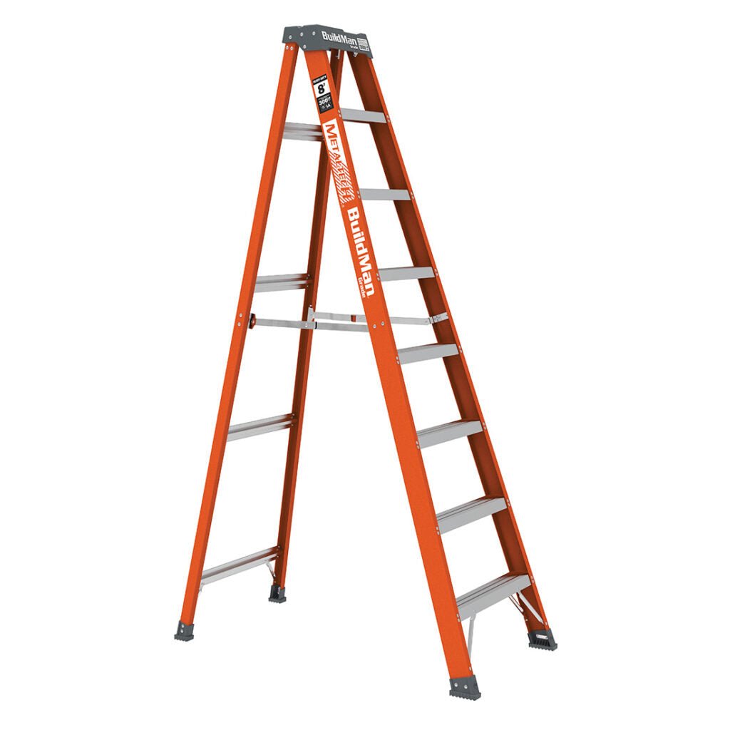 8′ Buildman™ Fiberglass Stepladder - MetalTech