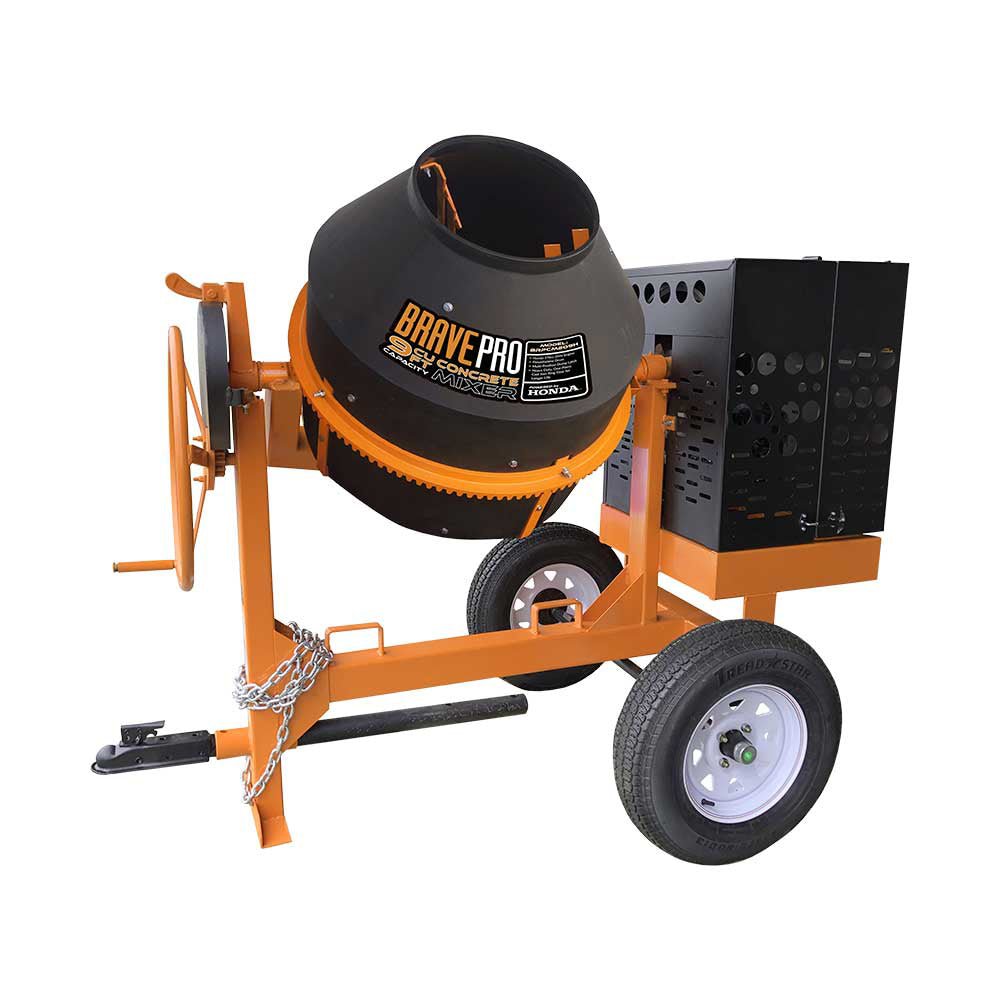 Brave Concrete Mixer | 9 Cu. Ft. Poly Drum | Honda GX270 - Brave