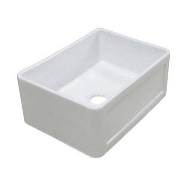 Dakota Sinks DSE-FCA2418S Signature Elements Series 23 7/8 Inch Fire Clay Single Bowl Reversible Apron Front Scalloped Kitchen Sink, White - Dakota Sinks