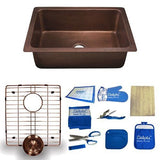 Dakota Sinks DSE-HC2318 Signature Elements Series 22 3/4 Inch Handmade Copper Single Bowl Undermount Kitchen Sink - Hammered Copper - Dakota Sinks