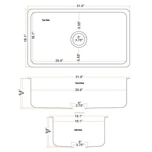 Dakota Sinks DSE-HC3218 Signature Elements Series 31 7/8 Inch Handmade Copper Single Bowl Undermount Kitchen Sink - Hammered Copper - Dakota Sinks