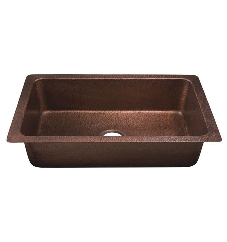 Dakota Sinks DSE-HC3218 Signature Elements Series 31 7/8 Inch Handmade Copper Single Bowl Undermount Kitchen Sink - Hammered Copper - Dakota Sinks