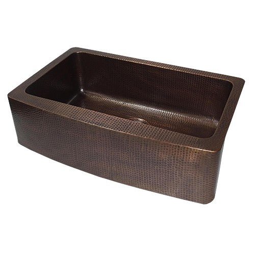 Dakota Sinks DSE-HCA3320 Signature Elements Series 32 7/8 Inch Handmade Copper Single Bowl Apron Front Kitchen Sink - Hammered Copper - Dakota Sinks