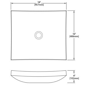 Dakota Sinks DSE-NSV02 Signature Elements Series 18 Inch Chiseled Polished Granite Curved Single Bowl Rectangle Bathroom Vessel Sink - Dakota Sinks