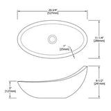 Dakota Sinks DSE-NSV03 Signature Elements Series 20 3/4 Inch Carrara Marble Crescentic Single Bowl Oval Bathroom Vessel Sink - Polished White - Dakota Sinks