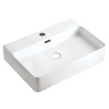 Dakota Sinks DSE-VCTM00W Signature Elements Series 23 5/8 Inch Vitreous China Top Mount Single Bowl White Rectangle Bathroom Vessel Sink - Dakota Sinks