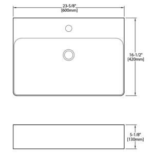 Dakota Sinks DSE-VCTM00W Signature Elements Series 23 5/8 Inch Vitreous China Top Mount Single Bowl White Rectangle Bathroom Vessel Sink - Dakota Sinks