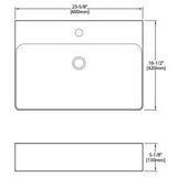 Dakota Sinks DSE-VCTM00W Signature Elements Series 23 5/8 Inch Vitreous China Top Mount Single Bowl White Rectangle Bathroom Vessel Sink - Dakota Sinks