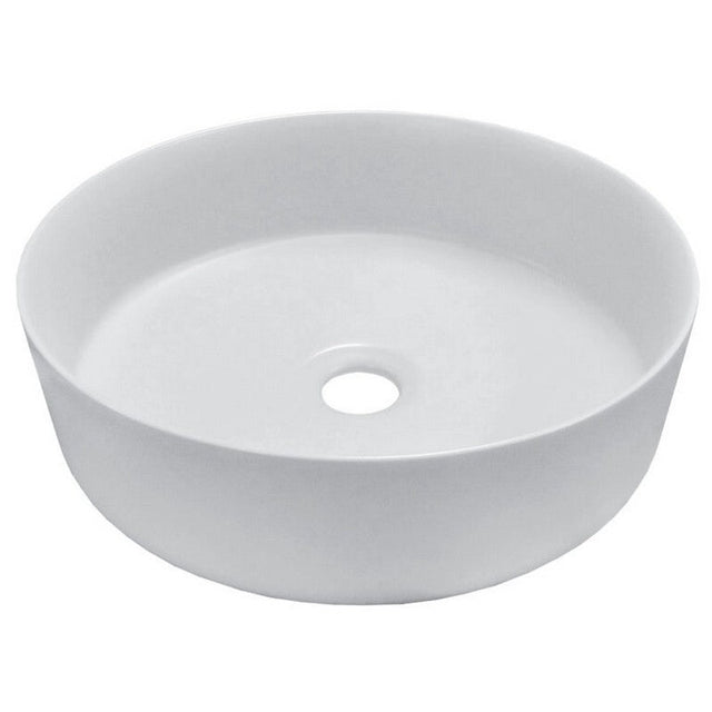 Dakota Sinks DSE-VCV01W Signature Elements Series 15 1/8 Inch Vitreous China Single Bowl Round Bathroom Vessel Sink, White - Dakota Sinks