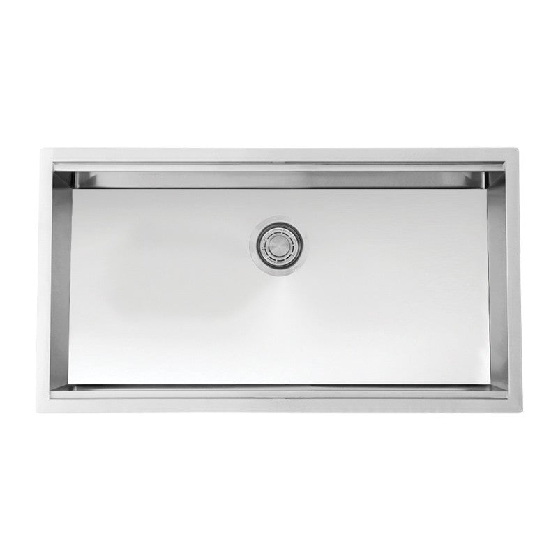 Dakota Sinks DSL-3319 Signature L-Series 33 Inch Flat Ledge Single Bowl Undermount Stainless Steel Kitchen Sink - Satin Brushed Nickel - Dakota Sinks