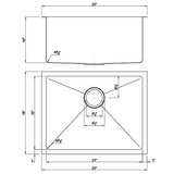 Dakota Sinks DSM-2318SV Signature M-Series 23 Inch Micro Radius Single Bowl Undermount Kitchen Sink with Bottom Grid, Silver Dakota Sinks