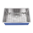 Dakota Sinks DSM-2718 Signature M-Series 27 Inch Micro Radius Single D-Bowl Undermount Kitchen Sink with Bottom Grid DSM-2718 Dakota Sinks Satin Brushed Nickel