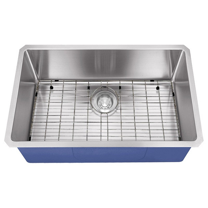 Dakota Sinks DSM-3018 Signature M-Series 30 Inch Micro Radius Single D-Bowl Undermount Kitchen Sink with Bottom Grid DSM-3018 Dakota Sinks Stain Brushed Nickel