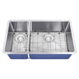 Dakota Sinks DSM-3070 Signature M-Series 32 Inch Micro Radius 30/70 Double Bowl Undermount Kitchen Sink with Bottom Grid - Dakota Sinks