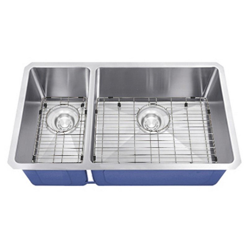 Dakota Sinks DSM-3070 Signature M-Series 32 Inch Micro Radius 30/70 Double Bowl Undermount Kitchen Sink with Bottom Grid - Dakota Sinks