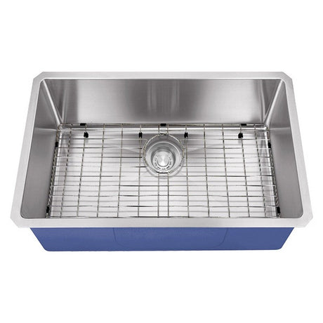 Dakota Sinks DSM-3218 Signature M-Series 32 Inch Micro Radius Single D-Bowl Undermount Kitchen Sink with Bottom Grid - Dakota Sinks