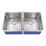 Dakota Sinks DSM-5050 Signature M-Series 32 Inch Micro Radius 50/50 Double Bowl Undermount Kitchen Sink with Bottom Grid - Dakota Sinks