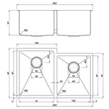 Dakota Sinks DSM-6040-1 Signature M-Series 30 3/4 Inch Micro Radius 60/40 Offset Double Bowl Undermount Kitchen Sink with Bottom Grid - Dakota Sinks