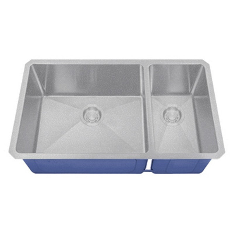 Dakota Sinks DSM-7030 Signature M-Series 32 x 10 Inch Micro Radius 70/30 Offset Double Bowl Undermount Kitchen Sink with Bottom Grid DSM-7030SV Dakota Sinks Silver