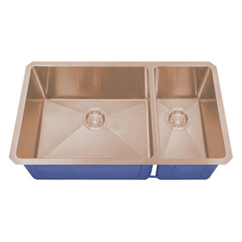 Dakota Sinks DSM-7030 Signature M-Series 32 x 10 Inch Micro Radius 70/30 Offset Double Bowl Undermount Kitchen Sink with Bottom Grid DSM-7030CP Dakota Sinks Copper