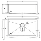 Dakota Sinks DSM-A3320 Signature M-Series 33 Inch Micro Radius Single Bowl Apron Front Kitchen Sink with Bottom Grid - Dakota Sinks