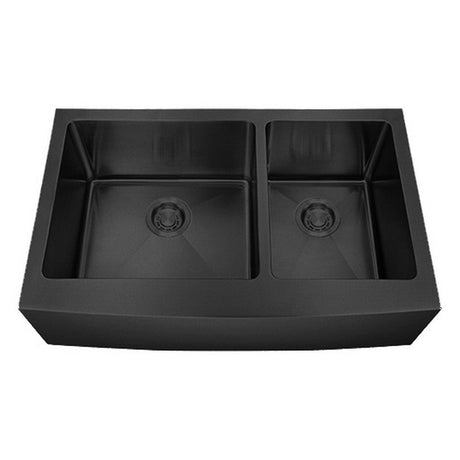 Dakota Sinks DSM-A6040 Signature M-Series 33 Inch Micro Radius 60/40 Double Bowl Apron Front Kitchen Sink with Bottom Grid - Dakota Sinks