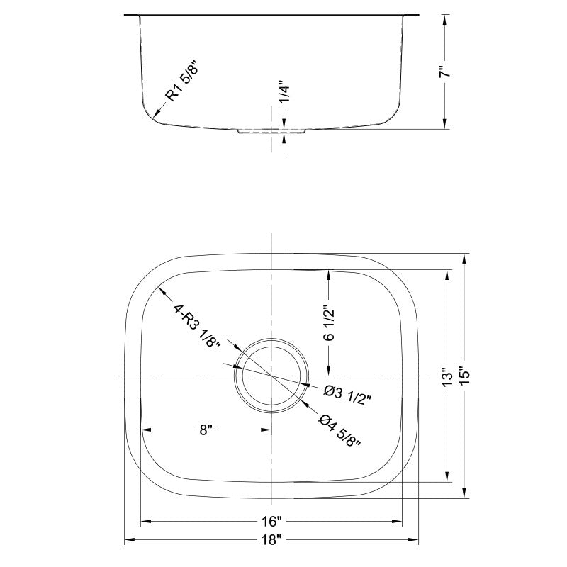 Dakota Sinks DSR-1915 Signature R-Series 18 Inch Standard Radius Single Bowl Undermount Stainless Steel Kitchen Sink with Bottom Grid - Satin Brushed Nickel - Dakota Sinks